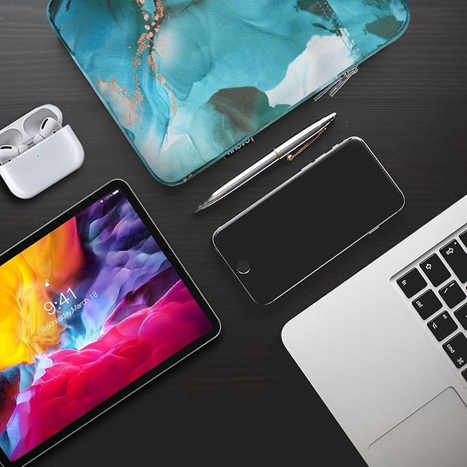 TiMOVO 9-11" Tablet Sleeve Bag for iPad 11-inch A16 2025, iPad 10.9"/10.2"| Air 11 Inch/5th/4th Gen. 10.9", Galaxy Tab A9+/A11Plus 11", Protective Bag Fit Smart Keyboard, Cloud Peacock Blu