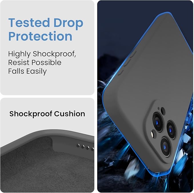 FireNova Designed for iPhone 15 Pro Case, Silicone Upgraded [Camera Protection] Phone Case, Soft Anti-Scratch Microfiber Lining Inside, 6.1 inch, Space Gray