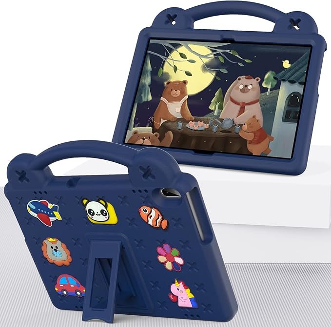 AKABEILA Compatible with Huawei MediaPad T5 10.1/Lenovo Tab M10/Lenovo Tab P10 Tablet Case, Kids Lightweight Shockproof Protective Case with Shoulder Strap & Stand Handle - Navy Blue