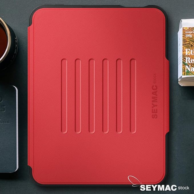 SEYMAC stock Case for iPad mini 7 (A17 Pro)/ Mini 6 8.3'', Strong Magnetic Auto Sleep Shockproof Case with Absorbing Multi-Angles Stand, Pen Holder, Card Slot, Red