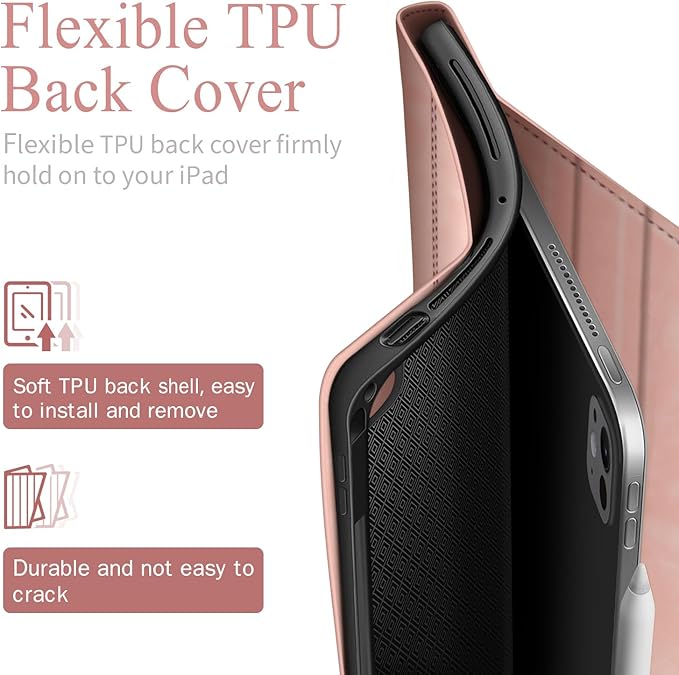 Antbox for iPad Pro 13 Inch Case M5 2025/M4 2024, Built-in Pencil Holder, Supports Pencil Pro/(USB-C), Auto Sleep/Wake Function PU Leather (Pink)
