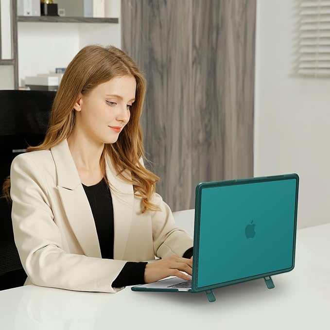 MOSISO Compatible with MacBook Pro 13 inch Case M2 2026-2016 A2338 M1 A2251 A2289 A2159 A1989 A1708 A1706, Heavy Duty Plastic Hard Case with Kickstand&Keyboard Skin&Screen Film&Type C, Teal Green