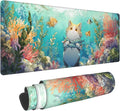 Cat Fish Mouse Pad Extended Large Gaming Mouse Pad XL Stitched Edges for Gamer Home Office 31.5 X 11.8 Inch