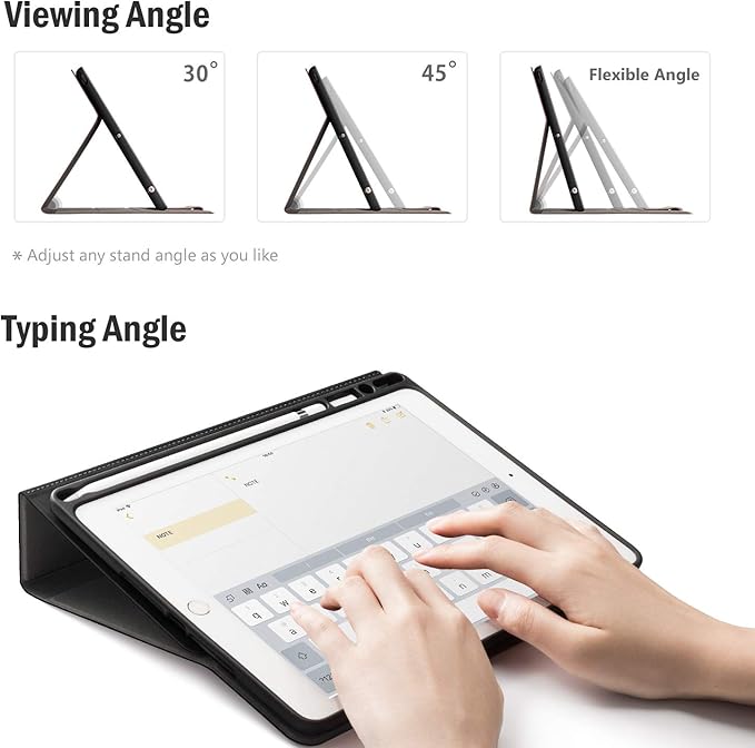 Antbox Case for iPad Air 2/iPad 6th/5th Generation(9.7'')/Pro 9.7''/Air 1 Vegan Leather Case with Pencil Holder Auto Sleep/Wake Function Smart Cover for iPad 9.7'' (Black)
