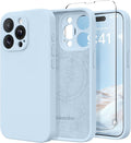 Magnetic for iPhone 15 Pro Case, Compatible with MagSafe, [Full Camera Protection][Screen Protector] Silicone Shockproof Protective Phone Case for iPhone 15 Pro 6.1", Light Blue