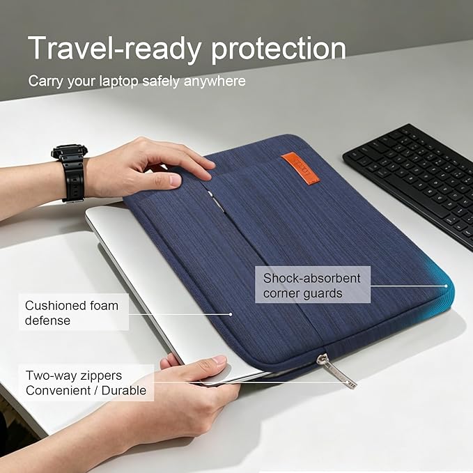 Lacdo Laptop Sleeve Case for 14 inch MacBook Pro M5 Pro/Max A3426 A3427 (2026), M5/M4/M3/M2/M1 A3434 A3112 A3401 A3185 A2918 A2992 2025-2021, 13.8 inch Microsoft Surface Laptop 7th Computer Bag, Blue