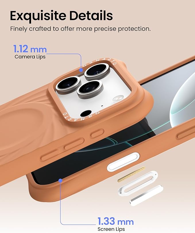 ORNARTO Vortuxe for iPhone 17 Pro Case 6.3" | 2X MIL-STD Protection | Camera Control Button | Compatible with MagSafe | Sleek Aesthetic Liquid Silicone Phone Cover | Autumn Orange