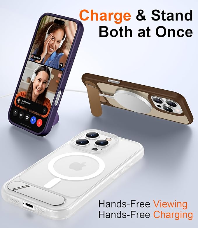 Magnetic Compatible with iPhone 16 Pro Case, [Built-in Invisible Kickstand][Compatible with MagSafe][Military Grade Shockproof] Slim Translucent Matte Phone Case for iPhone 16 Pro 6.3"