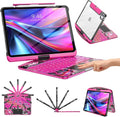 TSQQST Clear Wireless Keyboard Case for iPad Pro 13 Inch M5/M4 2025/2024 with Pencil Holder & Multi-Touch Trackpad, Visible PCB High-Tech Style, 3-Brightness & 7-Color Backlight, 360 Rotatable, Pink