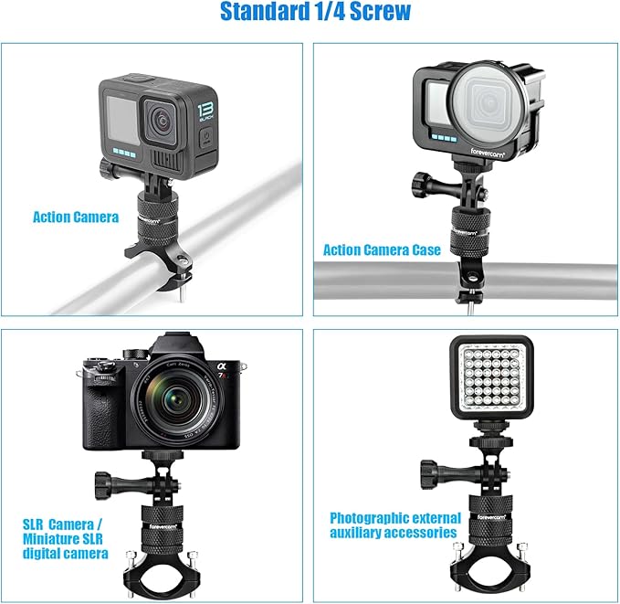 Aluminum Tripod Mount for Gopro Tripod Adapter 1/4"-20 Camera Mount for Gopro Hero 13 12 11 10 9 8 DJI Osmo Insta360 AKASO and Other Action Camera Accessories