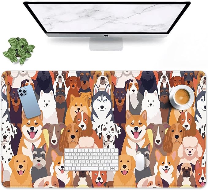 Britimes Large Gaming Mouse Pad Cute Dog Non-Slip Desk Pad Keyboard and Mouse Desk Mat for Gamer, Office & Home, 31.5 x 15.7 in
