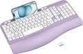 Ergonomic Wireless Keyboard with Cushioned Wrist Rest, Wave Keys, Phone Holder, Comfortable Natural Typing, 2.4GHz Full Size Cordless USB Computer Keyboard for Windows, Mac OS, Laptop, PC (Purple)