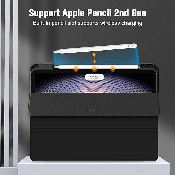 Fintie Hybrid Slim Case for iPad Pro 11-inch (4th / 3rd Generation) 2022/2021 - [Built-in Pencil Holder] Shockproof Cover w/Clear Transparent Back Shell, Also Fit iPad Pro 11" 2nd Gen, Black