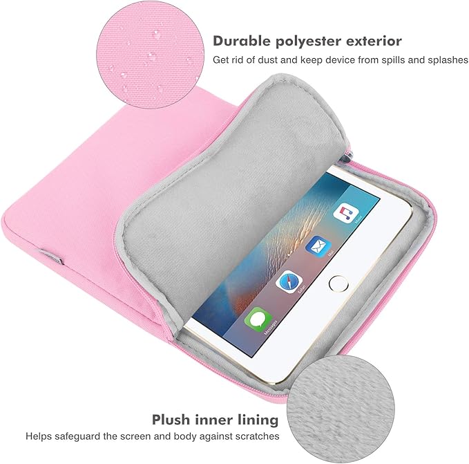 MoKo 9-11 Inch Tablet Sleeve Bag Carrying Case Fits New 11inch iPad Air M4, iPad A16 2025, iPad Pro 11 M4, Air 5/4/3, iPad 10/9/8th Gen, Tab S8/S9 11", Tablet Carrying Case, Pink