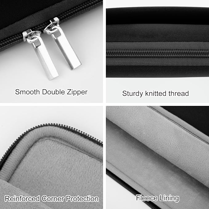 Laptop Sleeve Case with Zipper Accessory Pocket Compatible with 17 inches HP Asus Lenovo Padded Computer Pouch Cover Shockproof Protective for 17” to 17.3” Laptop/Chromebook/Tablet,Black
