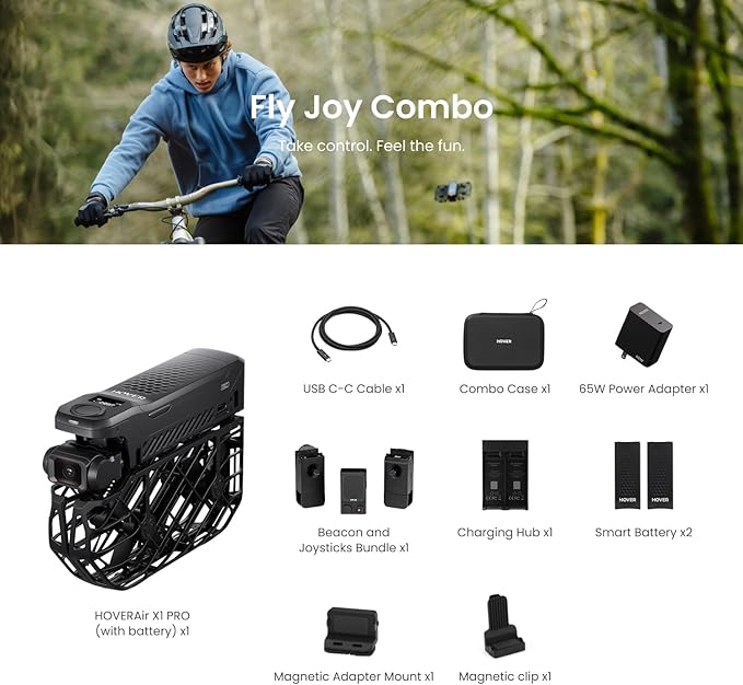 HOVERAir X1 PRO 4K Drone with Camera, Foldable Action Flying Camera with 42 KM/H Follow Speed, 15+ Fully Automatic Flight Modes, Fly Anywhere with OmniTerrain, SmoothCapture 2.0(Fly Joy Combo)