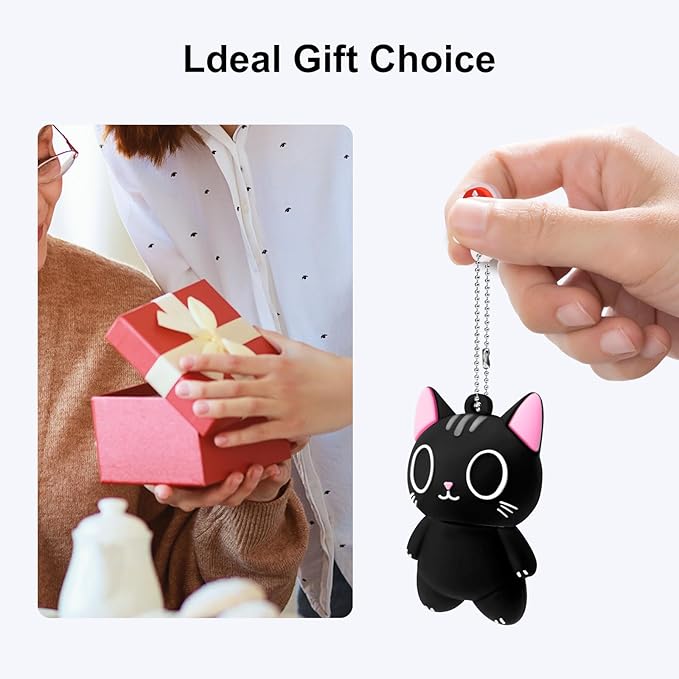 USB Flash Drives,BORLTER CLAMP Cute Flash Drive,32GB 64GB Cartoon Cat High Speed Memory Thumb Stick USB2.0 Animal Drive Character Data Storage Gift USB Disk Pendrive with Key Chain