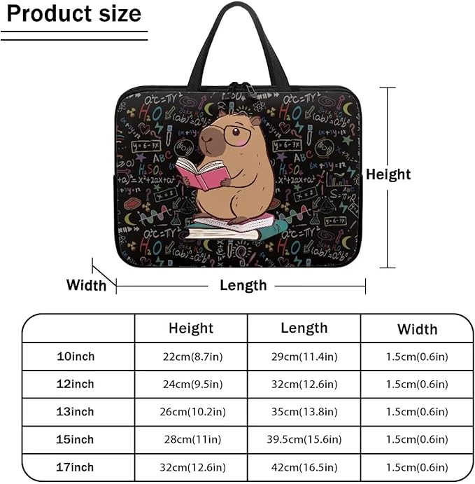 Capybara Formula 13 Inch Laptop Sleeve Protective Laptop Case Tote Bag with Zipper for Women Men Handbag Tablet Carrying Case Shoulder Bag for Business Travel Back to School Supplies