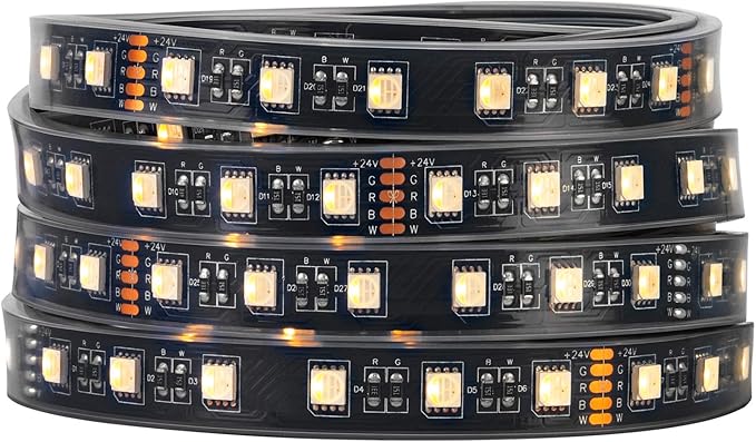 BTF-LIGHTING RGBW LED Strip Lights,UL Listed,5050 4 Colors in 1 RGB + 2700K-3000K Warm White,24V DC,16.4ft/5m 60LEDs/m 12mm Black PCB, IP67 Waterproof for Home Decoration(No Adapter or Controller)