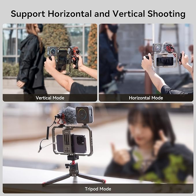 SmallRig Universal Phone Cage, Smartphone Video Rig Kit with Handles, Handheld Filmmaking Vlogging Case Stabilizer for Videomaker, for iPhone 17/16/15 for Samsung for Pixel and Other Android Phones