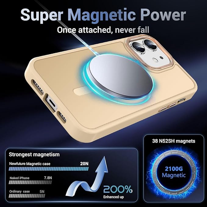 Newfuture Designed for iPhone 11 Case with Strong Magnetic [13 FT Military Drop Protection] [Compatible with Magsafe] Slim Translucent Matte Shockproof with Anti-Fingerprint Phone Case, Creamy Yellow