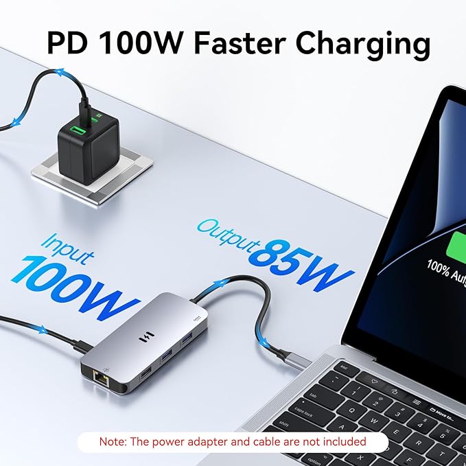 USB C Adapters for MacBook Pro/Air, Selore 9 in 1 USB C Hub with 4K HDMI, 3 * 5Gbps USB 3.1 GEN1 Port, 1Gbps Ethernet, 100W PD, 1*USB 2.0 dongle for Dell, HP and More