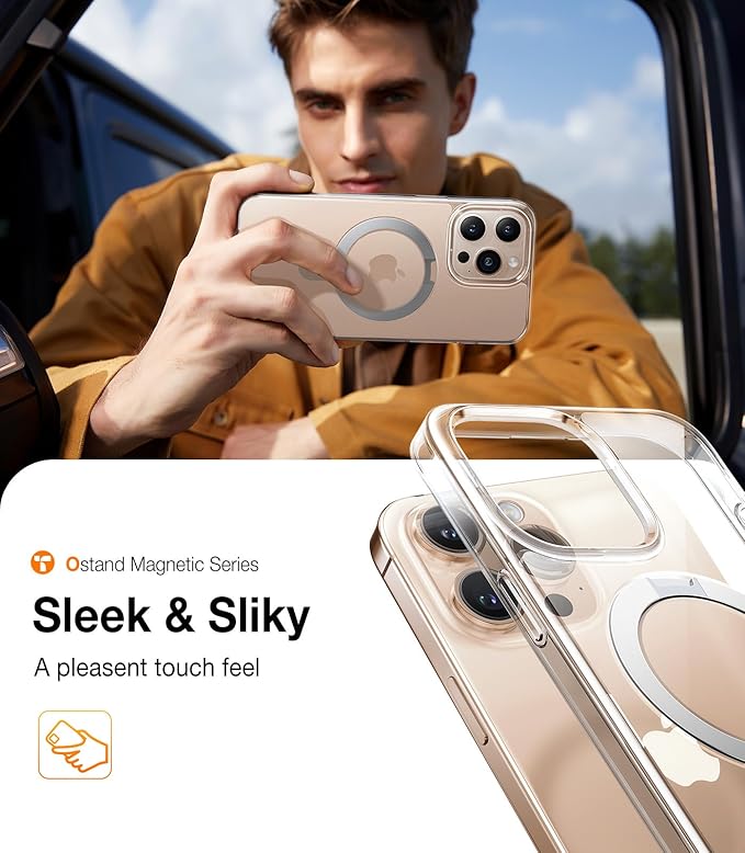 TORRAS for iPhone 16 Pro Max Case Clear with Stand, [Fit for MagSafe][Shockproof Military Grade Protection] Slim Magnetic Phone Case for iPhone 16 Pro Max 6.9" 2024, Clear