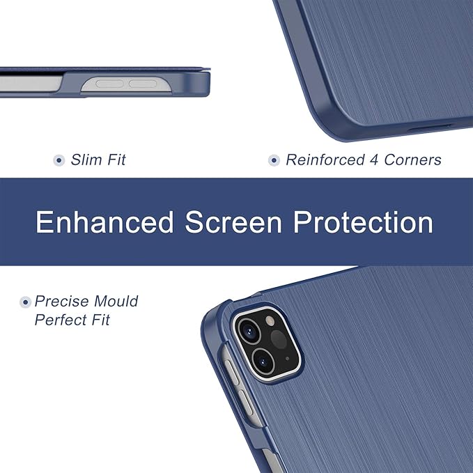 Soke Case for iPad Air 13 Inch (M3/M2) 2025/2024,iPad Pro 12.9 2022 2021(6th 5th Generation) - [Slim Trifold Stand + Auto Wake/Sleep],Protective Hard PC Back Cover (Navy)