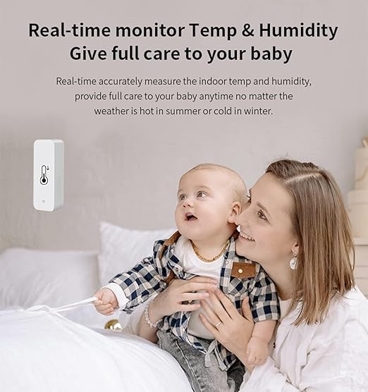 WiFi Humidity Temperature Monitor: Smart Hygrometer Thermometer for Remote Monitor and Alert, High Precision Indoor Thermometer with TUYA App, No Hub Required, Compatible with Alexa (2-Pack)