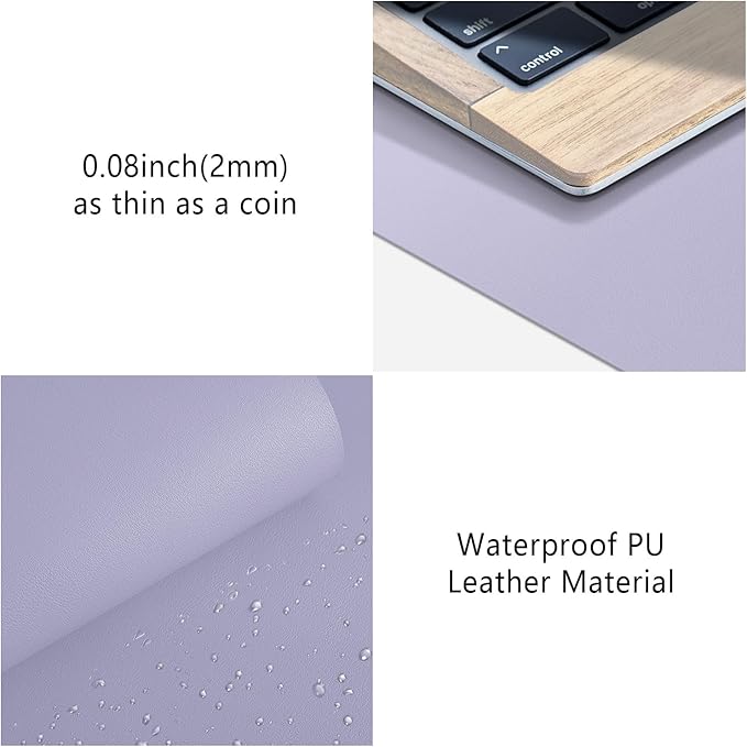Leather Desk Pad Protector, Mouse Pad, Non-slip Computer Mat, PU Leather Office Mat for Home & Office, Waterproof Laptop Desk Blotter for Keyboard and Mouse, Violet Tulip (13.7''X23.6'')