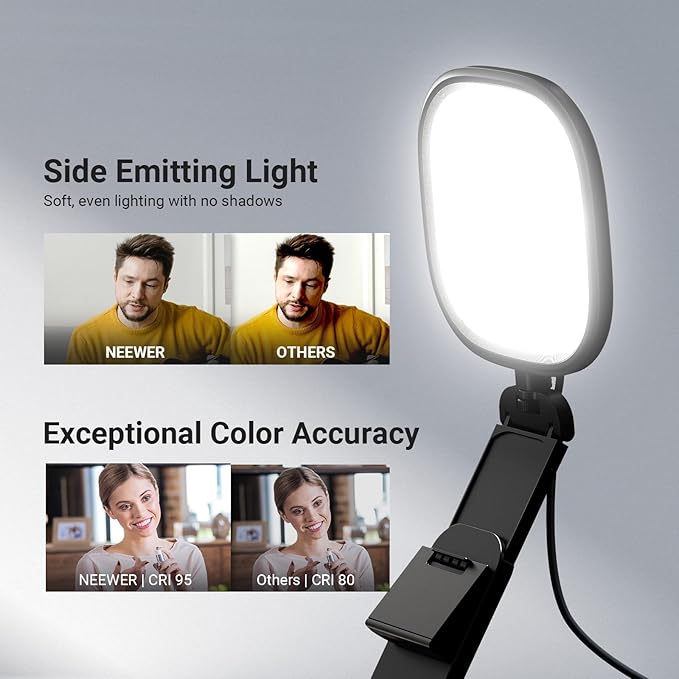 NEEWER BASICS 5" Monitor Light with Stand, Zoom Lighting for Video Conference, 10W Bi Color Edge Lit CRI95 USB LED Panel Ring Light for Desk Computer Laptop Webcam Video Call Streaming Recording, NL10