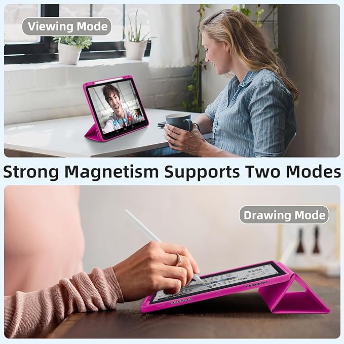 Akkerds Compatible with iPad Pro 13 Inch Case (M5/M4) 2025/2024, for iPad 13 Pro Case with Pencil Holder, Slim Trifold Stand Protective Cover with Soft TPU Back, Auto Wake/Sleep (Rose)