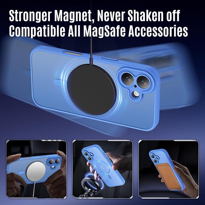 Symcele Designed for iPhone 17 Case, Compatible with MagSafe, [Camera Protection] [15FT Military Droptection] Shockproof Translucent Matte Anti-Slip Phone Case, 6.3", Blue