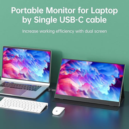 cocopar Portable Monitor 15.6 Inch 1080P FHD 60Hz 85% sRGB Travel Monitor with Speaker HDMI USB-C Second Screen for Laptop MacBook Surface PC Xbox PS4/5, VESA Mountable, with Full Cover Stand