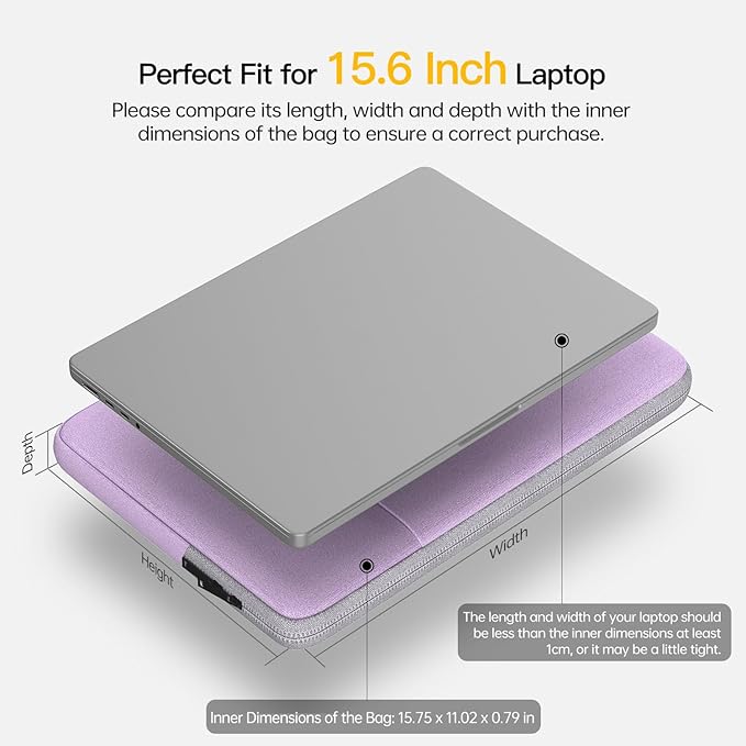 15.6 16 inch Laptop Case Sleeve for HP 15.6 Laptop, HP Omnibook 16, Lenovo Yoga 7i 16/Ideapad Pro 16/Legion Pro 16, Dell Inspiron Plus 16, Samsung Galaxy Book 16 Computer Bag(Purple)