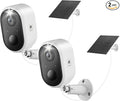 Aurumbach Solar Security Camera Outdoor Wireless 2 Pack, 2K Color Night Vision, Battery Powered PIR Motion Detection,2.4GHz WiFi Cameras for Home Surveillance, Light and Sound Alarm, 2-Way Audio