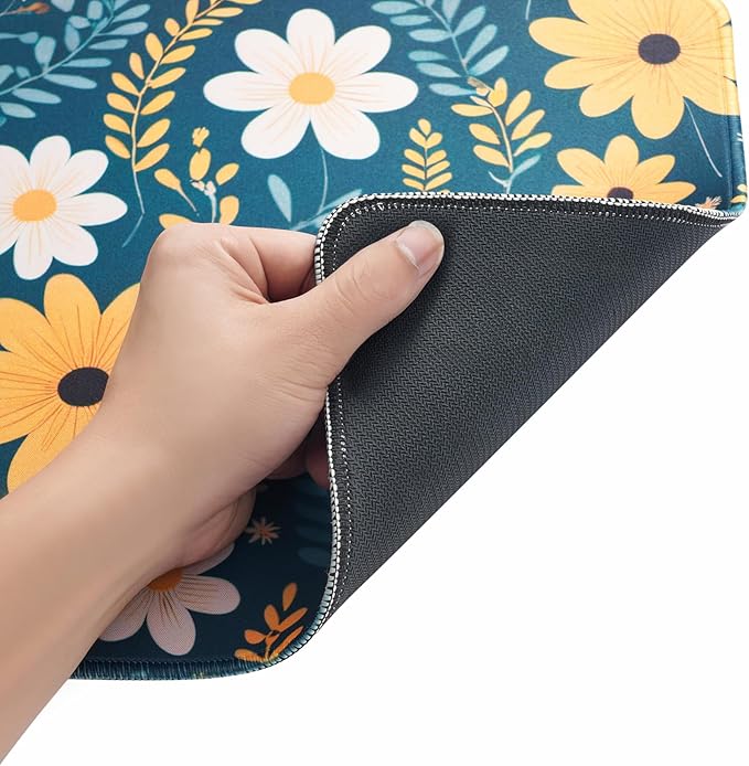 Yellow Flowers Mouse Pad,Large Mouse Pad, Soft Rubber Base, Non-Slip Surface,31.5x11.8x0.12inch Long Computer Keyboard Mouse Mat,Office Desk Mat,Gaming Mousepad