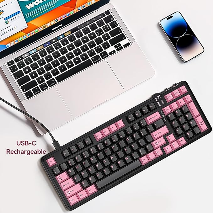 AUSDOM 98Pro Wireless Mechanical Keyboard, Tri-Mode BT/2.4GHz/USB-C Hot Swappable Custom Gaming Keyboard with Backlit, Gasket Structure, Linear Switches for Windows/Mac/PC (Clicky Sound)