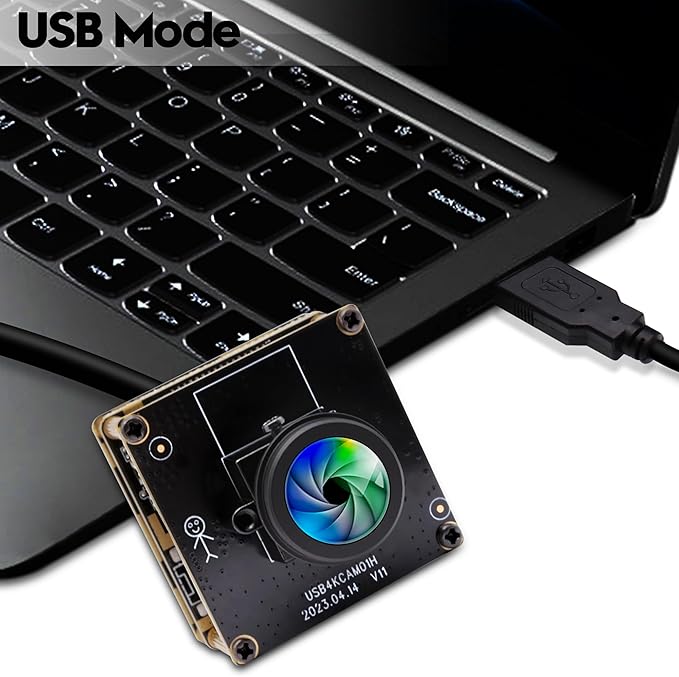 HDMI 4K Webcam - USB HDMI Simultaneous Output Streaming Camera - 2X Digital Zoom, 180 Degree Fisheye Lens - PC Camera for Raspberry Pi, Jetson Nano, Laptop, Online Teaching