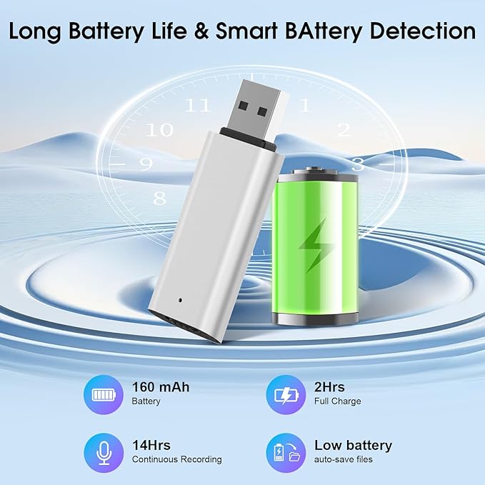 Voice Recorder 64GB Digital Voice Activated Recorder USB Recording Device with Noise Reduction 750Hrs Rechargeable Small Pocket Audio Recording Devices for Lectures, Meeting, Class (Silver)