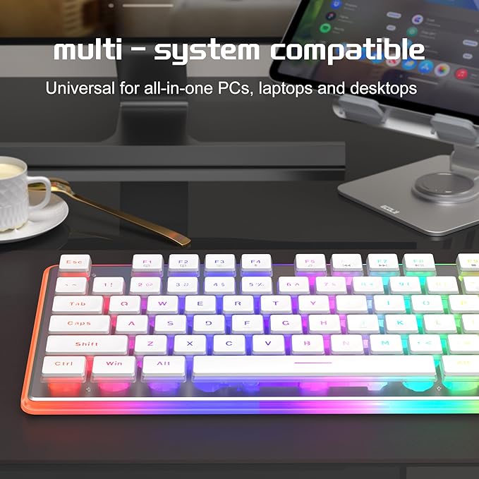 Camiysn Gaming Creamy Keyboard and Mouse, White 104 Keys RGB and 6 Speed RGB Mouse Combo, Pudding Keycaps Silent Computer Keyboard for Computer/PC/Laptop/Mac/Windows/Office