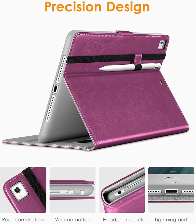 DTTO for iPad 9.7 Inch 5th/6th Generation 2018/2017 Case with Apple Pencil Holder, Premium Leather Folio Stand Cover Case for Apple iPad 9.7 inch, Also Fit iPad Pro 9.7/Air 2/Air - Purple