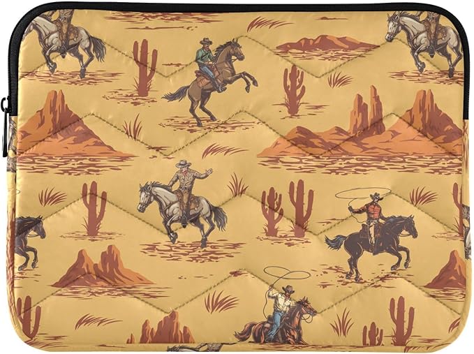 Cute Laptop Sleeve 13 inch Western Desert Cowboy Laptop Bag 14 inch Waterproof Computer Bag for Women Laptop Accessories Computer Cover Bag for Tablet Men, A06D24018