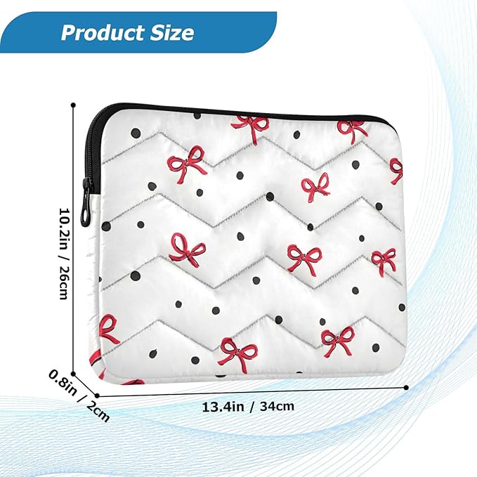 Laptop Case Sleeve, Red Bow Polka Dot Pattern Shockproof Protective Computer Carrying Cover, Briefcase Handbags 13-13.3inch Laptop Sleeve Bag