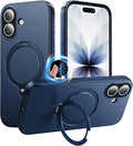 360°Ring Stand for iPhone 17 Case, Compatible with MagSafe, Military-Grade Protective,Anti-Yellowing, Scratch-Resistant Back Cover Phone Case for iPhone 17 6.3", Blue