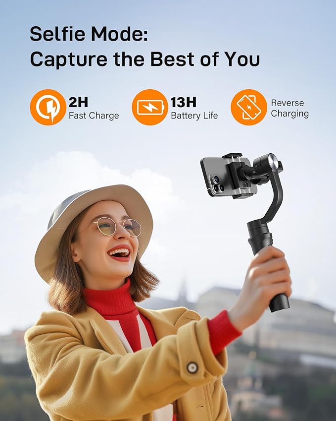 Hohem iSteady Mobile Plus Gimbal Stabilizer for Smartphone, 3-Axis Phone Gimbal for Android and iPhone 15,14,13 PRO, Stabilizer for Video Recording with Face/Object Tracking, 600 °Auto Rotation