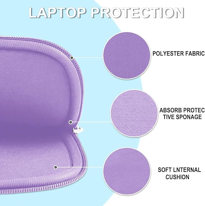 Laptop Sleeve 15.6 inch, Shockproof Protective Laptop Cover Briefcase Carrying Computer Bag with Accessory Pocket, Portable Computer Case Compatible with MacBook, HP, Dell, Lenovo, Asus, Purple