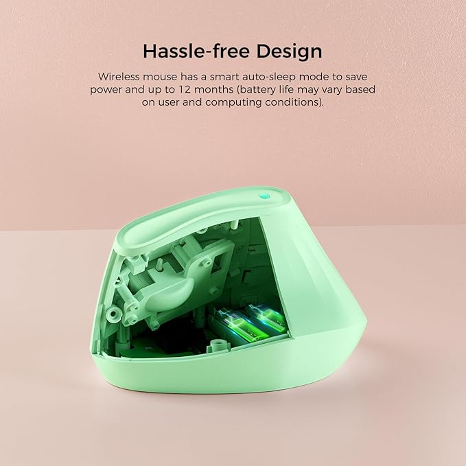 KYSONA 57° Ergonomic Wireless Tower Mouse, Vertical Quiet Ergo Mouse, Bluetooth(BT5.0,BT3.0)&2.4G, (800/1200/2400/2400/4000), 5 Buttons for Windows, macOS, iPadOS, Laptop, PC (Green)