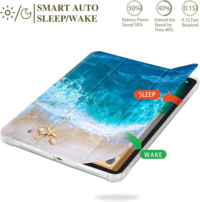 Vimorco for iPad Air 11 Inch Case M4 2026, for iPad Air 5th/4th Gen Cases 10.9-inch, Fit iPad Pro 11 Inch Case 4th/3rd/2nd/1st Generation,Pencil Holder/2 Viewing Stands/Typing Stand/Slim, Beach Ocean