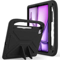 Kids Case for Apple iPad Air 13 inch Tablet M4/M3/M2 (2026/2025/2024) with Pencil Holder, Anti-Slip Handle Slim Lightweight Stand Shockproof Soft EVA Protective Silicone Bumper Cover, Black